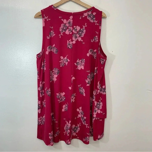 Lane Bryant Sleeveless Top Size 18/20  Pink Floral Tiered‎ Hi Low Stretch Tunic - Picture 4 of 10